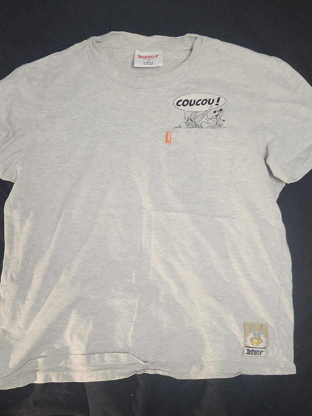 Asterix Medium Light Gray One Pocket Tshirt
